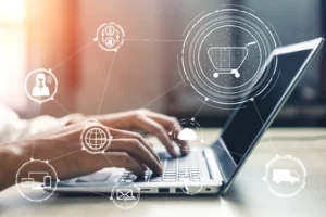 Person typing on a laptop keyboard - Order Management Workflow