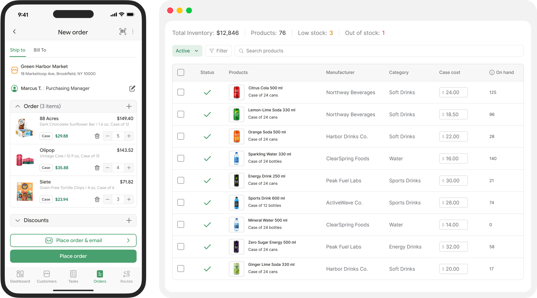 SimplyDepo mobile order taking workflow