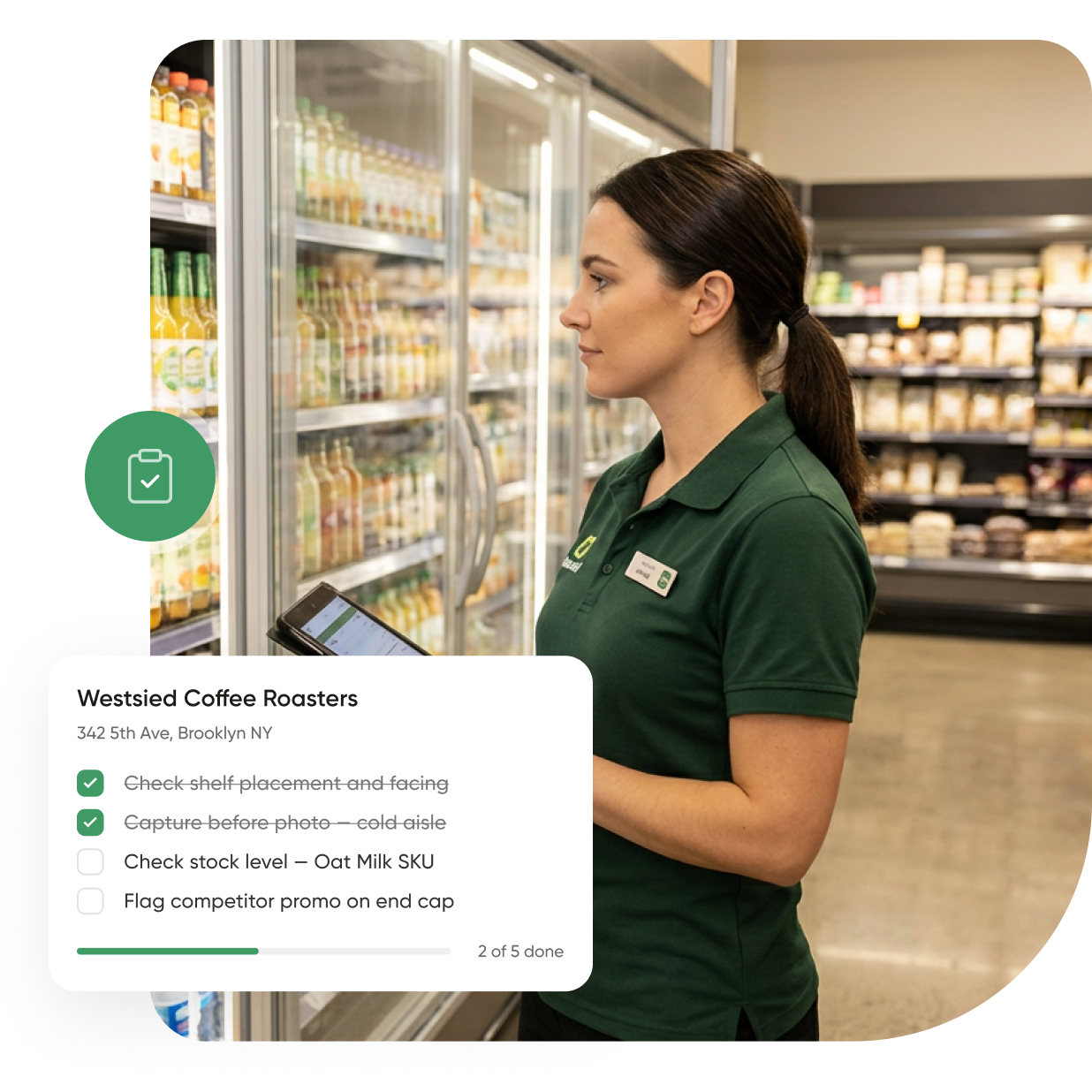 A smartphone screen shows a detailed new order page for Green Harbor Market, highlighting item information. A pop-up message confirms the order is validated and lists the total price of $364.74 for three items. Navigation icons for the shopping app appear at the bottom of the screen.